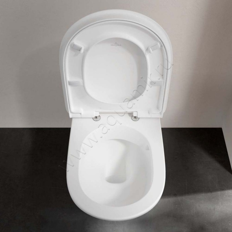 Унитаз подвесной Villeroy & Boch VICARE с крышкой микролифт, 70 см, безободковый, белый 4601R0R19M67S1T1 в интерьере