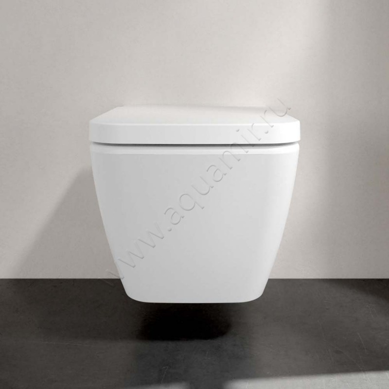 Унитаз подвесной Villeroy & Boch FINION с крышкой микролифт, 56 см, безободковый, белый матовый 4664R0RW9M88S1RW в интерьере