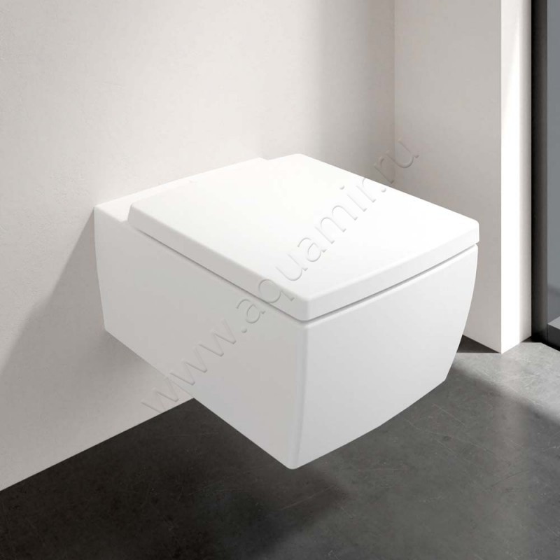 Унитаз подвесной Villeroy & Boch Memento 2.0 с крышкой микролифт, 56 см, безободковый, белый матовый 4633R0RW8M24S1RW в интерьере