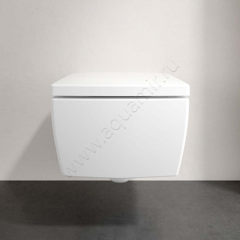 Унитаз подвесной Villeroy & Boch Memento 2.0 с крышкой микролифт, 56 см, безободковый, белый матовый 4633R0RW8M24S1RW в интерьере