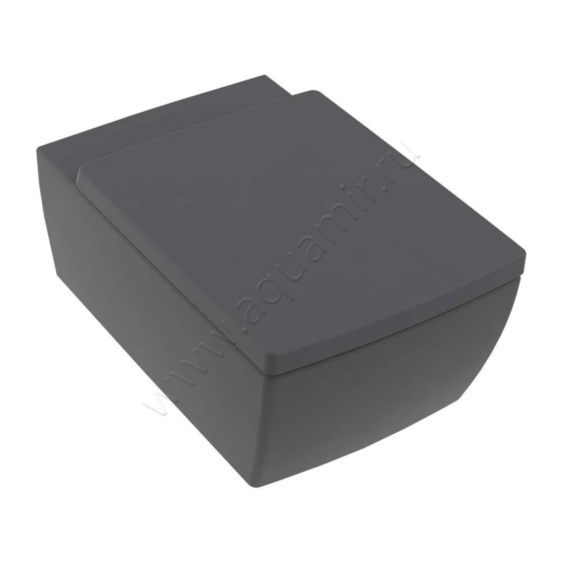 Унитаз подвесной Villeroy & Boch Memento 2.0 с крышкой микролифт, 56 см, безободковый, графитовый матовый 4633R0i48M24S1i4 в интерьере