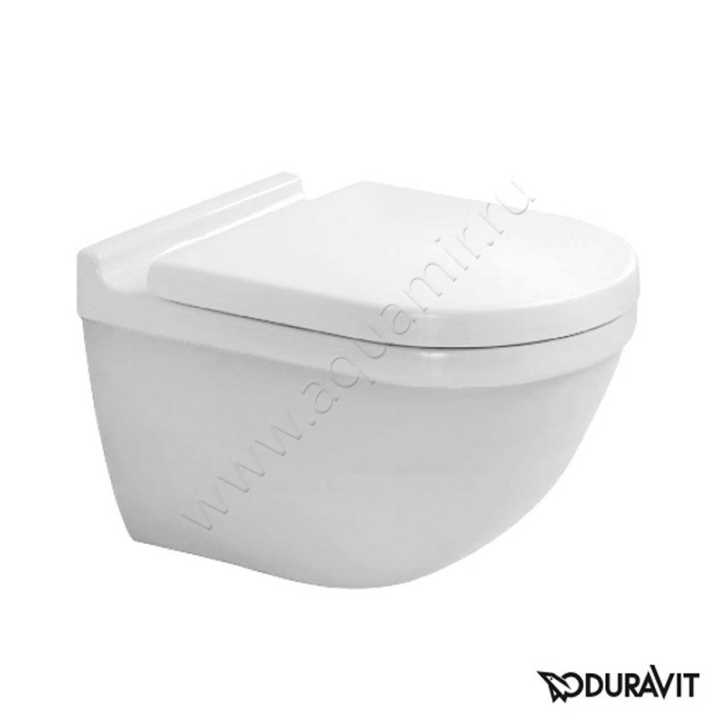 Унитаз подвесной Duravit STARCK 3 с крышкой, 54 см, безободковый, белый 22250900000063810000 в интерьере