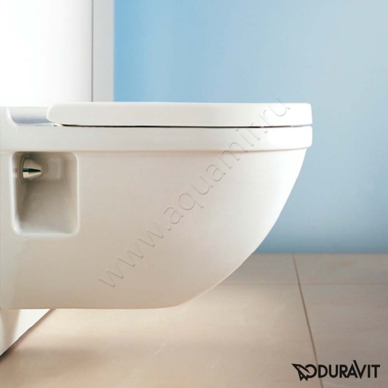 Унитаз подвесной Duravit STARCK 3 с крышкой, 54 см, безободковый, белый 22000920000063810000 в интерьере