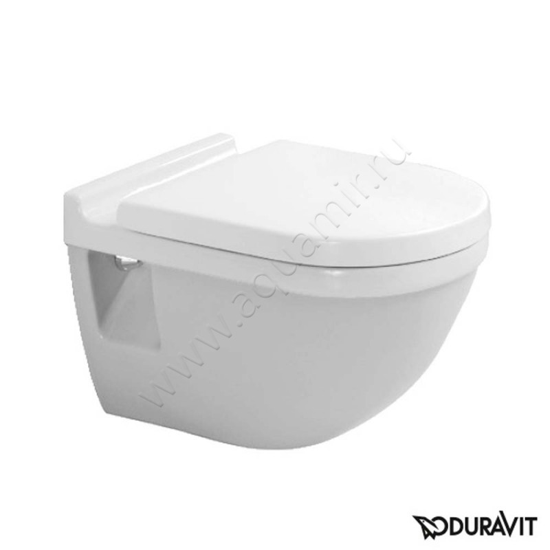 Унитаз подвесной Duravit STARCK 3 с крышкой, 54 см, безободковый, белый 220009000010063810000 в интерьере