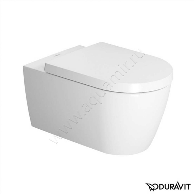 Унитаз подвесной Duravit Me By Starck с крышкой микролифт, 57 см, безободковый, белый 252809000010020090000 в интерьере