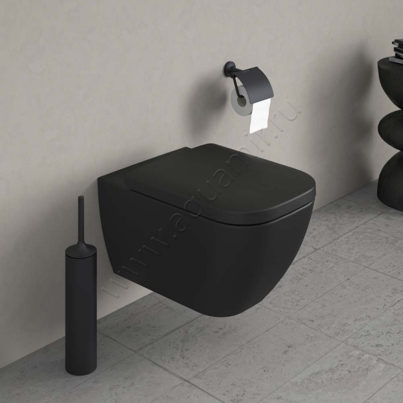 Унитаз подвесной Duravit HAPPY D.2 с крышкой, 54 см, безободковый, антрацит матовый 22220989000064591300 в интерьере