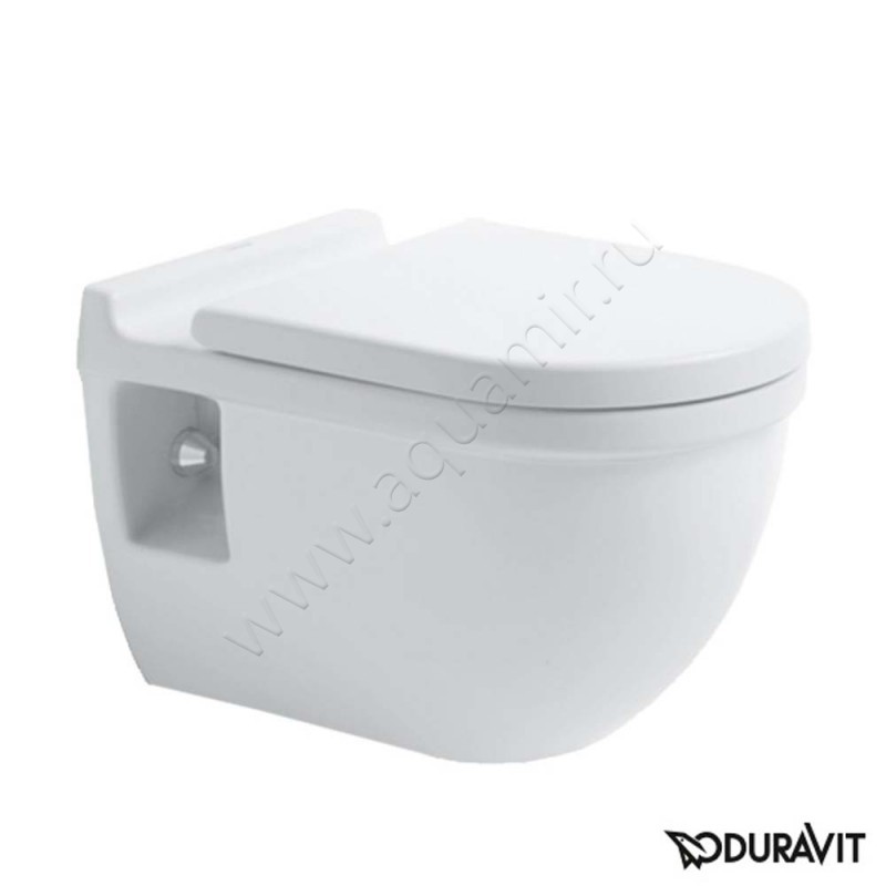 Унитаз подвесной Duravit STARCK 3 с крышкой, 54 см, безободковый, белый 22150900000062410000 в интерьере