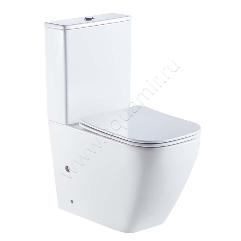Унитаз-компакт Azario LEVANTO с крышкой микролифт, 48,5 см, безободковый, белый AZ1228A в интерьере