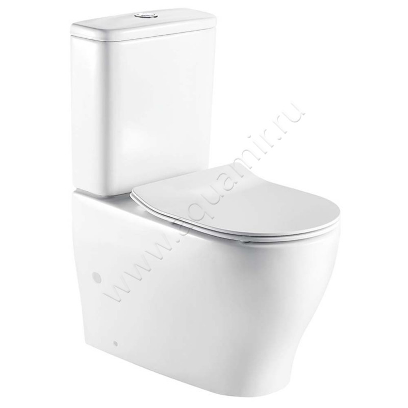Унитаз-компакт Azario MARO с крышкой микролифт, 69 см, безободковый, белый AZ2154 в интерьере