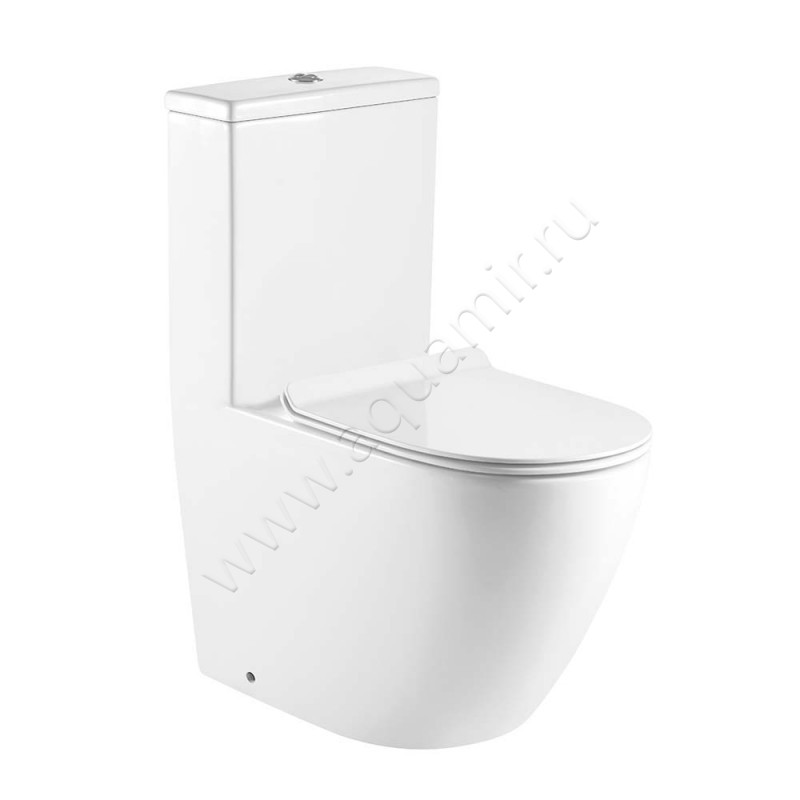 Унитаз-компакт Azario MORANO с крышкой микролифт, 68 см, безободковый, белый AZ1001 в интерьере