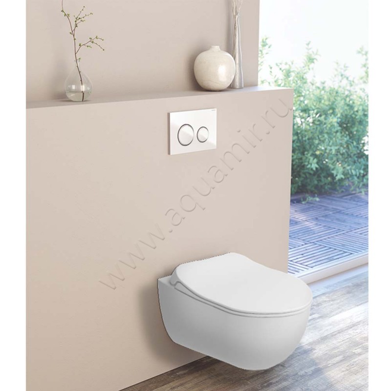 Унитаз подвесной Kale BABEL с крышкой микролифт, 52 см, безободковый, белый 00076736 в интерьере