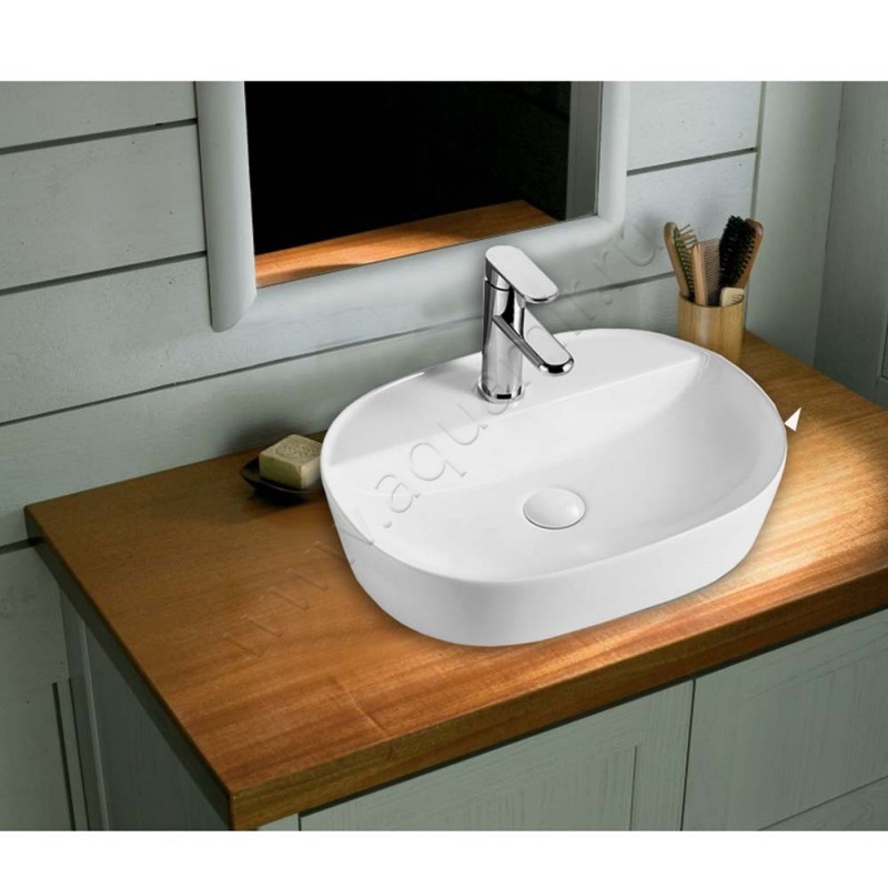 Раковина-чаша накладная с отверстием под смеситель Azario 50 см AZ2202 в интерьере