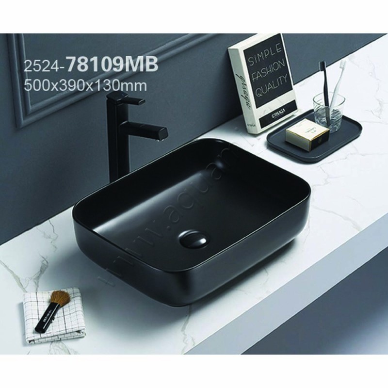 Раковина-чаша накладная Azario 50 см, цвет черный AZ78109MB в интерьере