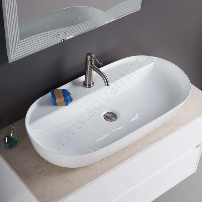 Раковина-чаша накладная с отверстием под смеситель BelBagno BB1347 в интерьере