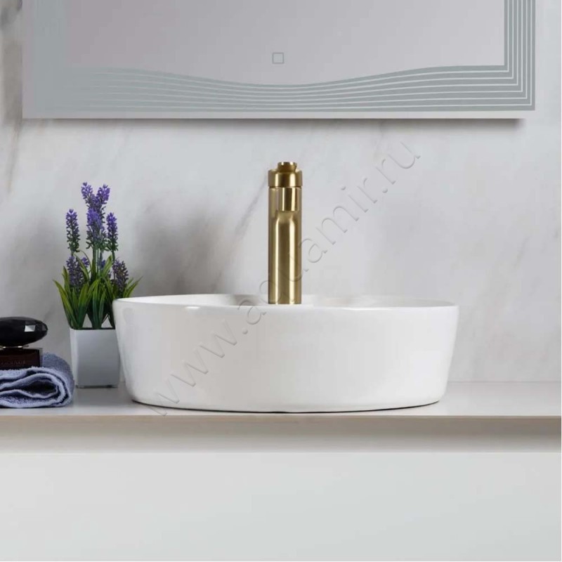 Раковина-чаша накладная с отверстием под смеситель BelBagno BB1306 в интерьере