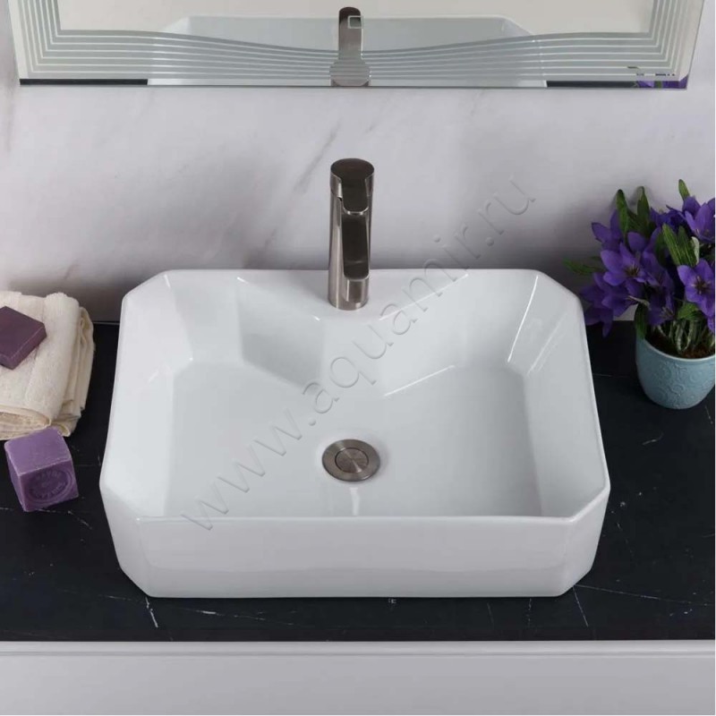 Раковина-чаша накладная с отверстием под смеситель BelBagno BB1387 в интерьере