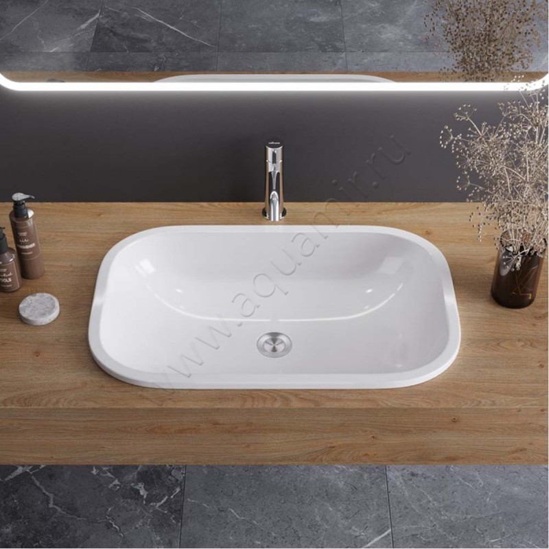 Раковина встраиваемая сверху на столешницу без отверстий Cezares CZRARE60LVB в интерьере