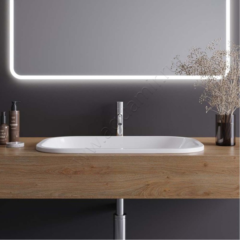 Раковина встраиваемая сверху на столешницу без отверстий Cezares CZRARE60LVB в интерьере