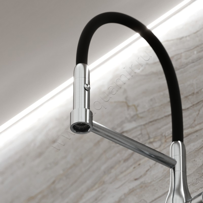 Смеситель для кухни с гибким изливом Sancos Pride с гибким изливом, сталь матовый SC4011BNG в интерьере