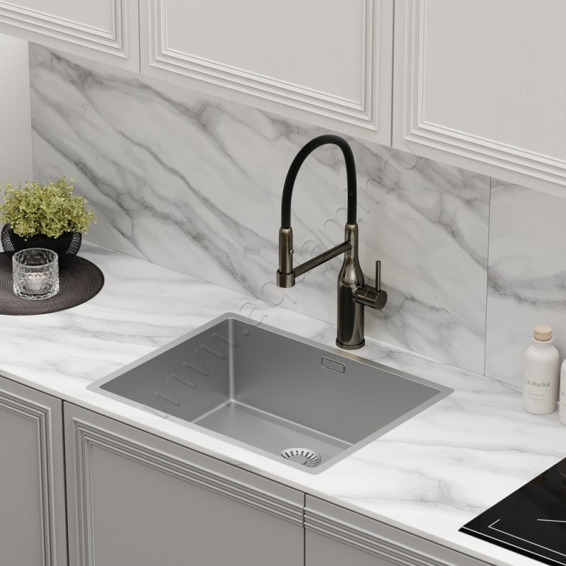 Смеситель для кухни с гибким изливом Sancos Pride с гибким изливом, сталь матовый SC4011GG в интерьере