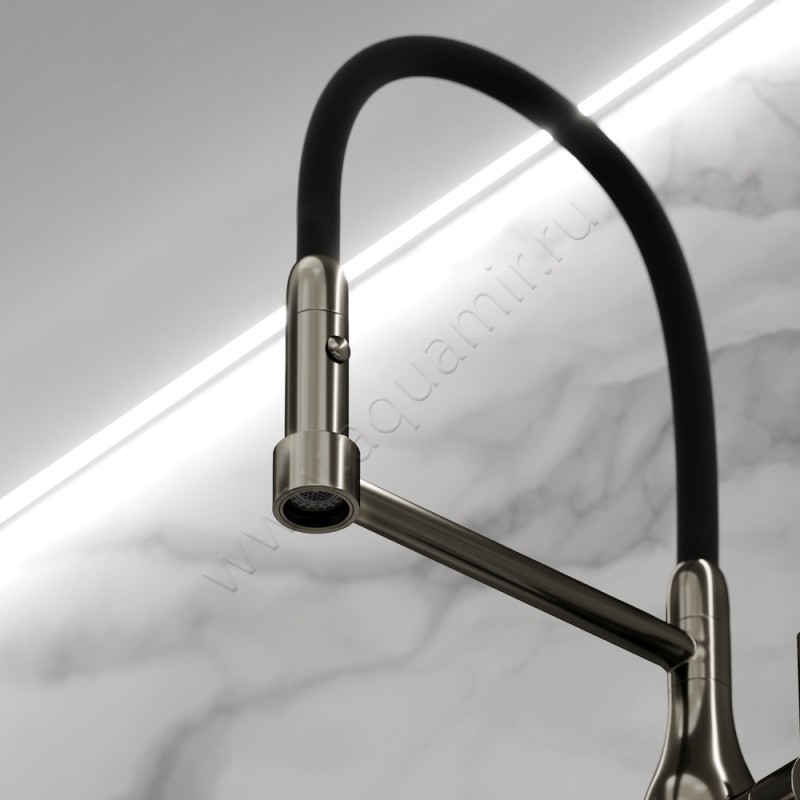 Смеситель для кухни с гибким изливом Sancos Pride с гибким изливом, сталь матовый SC4011GG в интерьере