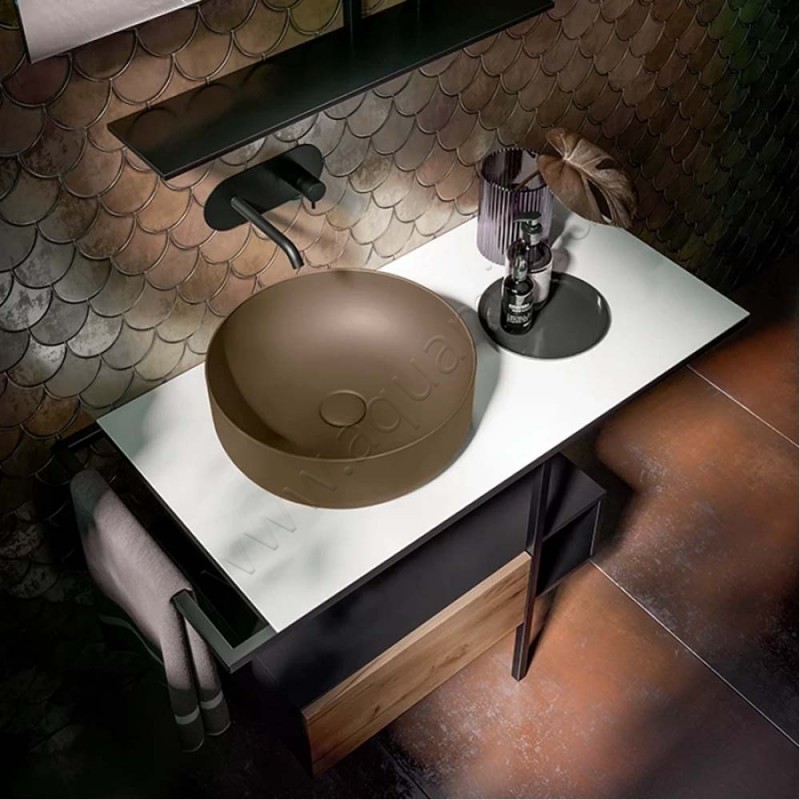 Раковина-чаша накладная Kerasan Nolita 40 см, коричневый 534488 в интерьере