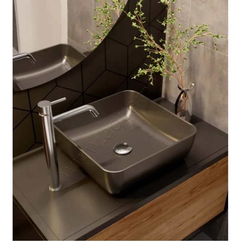 Раковина-чаша накладная AQUAme 39 см, черный AQM5011MB в интерьере