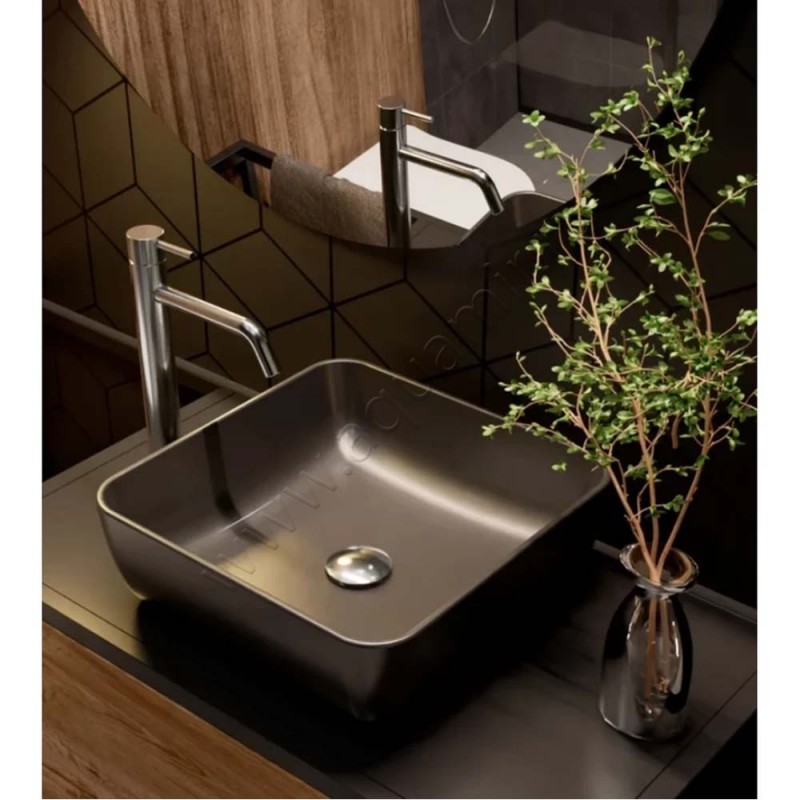 Раковина-чаша накладная AQUAme 39 см, черный AQM5011MB в интерьере