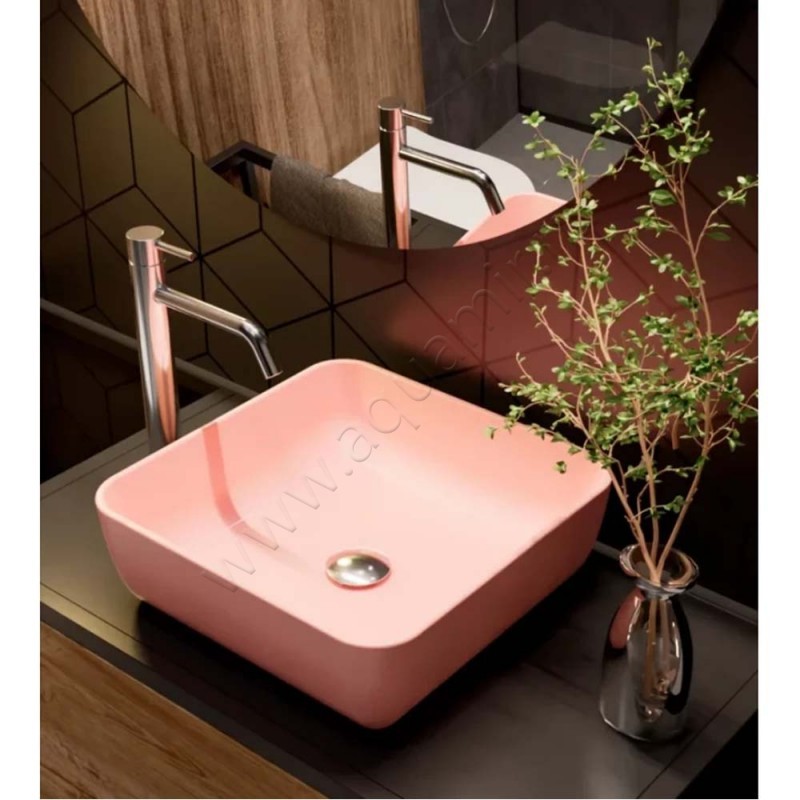 Раковина-чаша накладная AQUAme 39 см, розовый AQM5011MP в интерьере