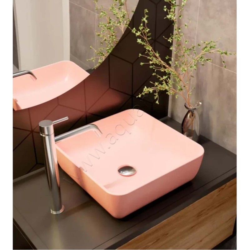 Раковина-чаша накладная AQUAme 39 см, розовый AQM5011MP в интерьере