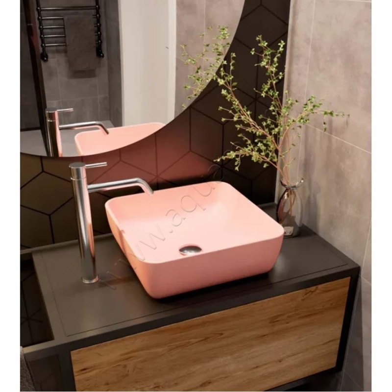 Раковина-чаша накладная AQUAme 39 см, розовый AQM5011MP в интерьере