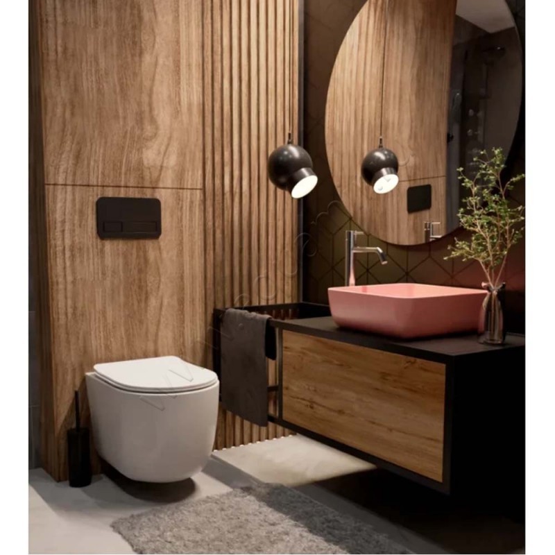 Раковина-чаша накладная AQUAme 39 см, розовый AQM5011MP в интерьере