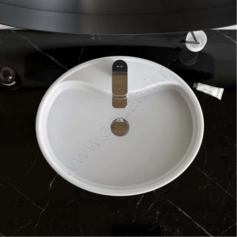 Раковина-чаша накладная с отверстием под смеситель AM.PM Func 56 см M8FWCC20561WG в интерьере