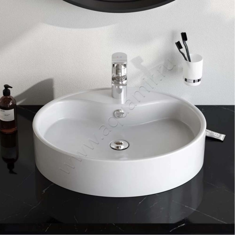 Раковина-чаша накладная с отверстием под смеситель AM.PM Func 56 см M8FWCC20561WG в интерьере