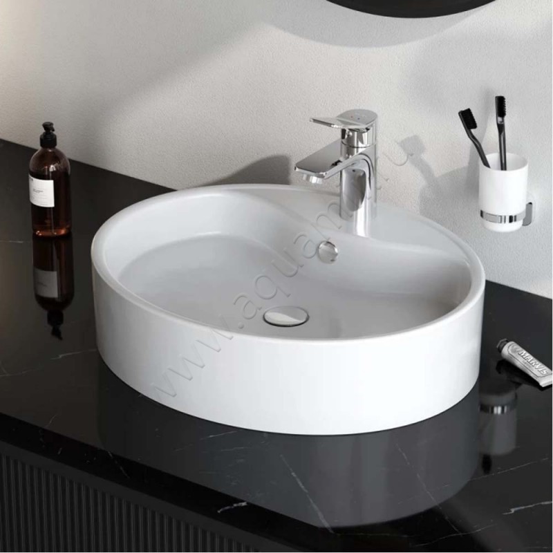 Раковина-чаша накладная с отверстием под смеситель AM.PM Func 56 см M8FWCC20561WG в интерьере