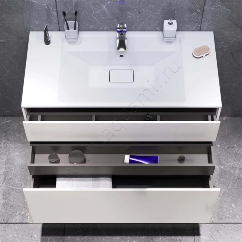 Тумба под раковину AM.PM Inspire V2.0 100,8 см, белый матовый M50AFHX1003WM в интерьере