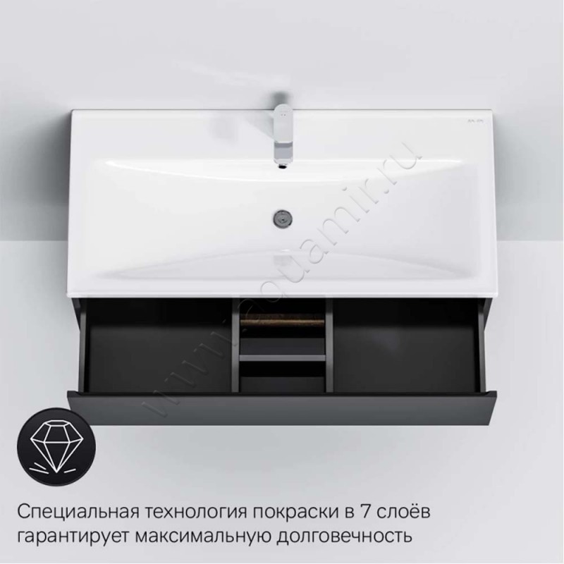 Тумба под раковину AM.PM X-Joy 97 см, черный матовый M85AFHX1002BM в интерьере