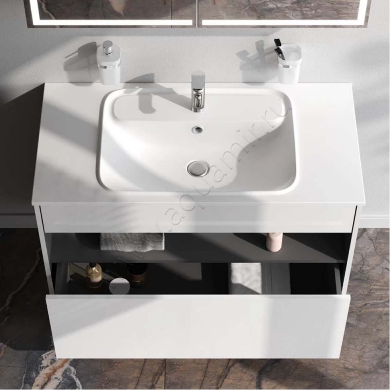 Тумба под раковину AM.PM Func 100 см, белый глянец M8FFUX1001WG в интерьере