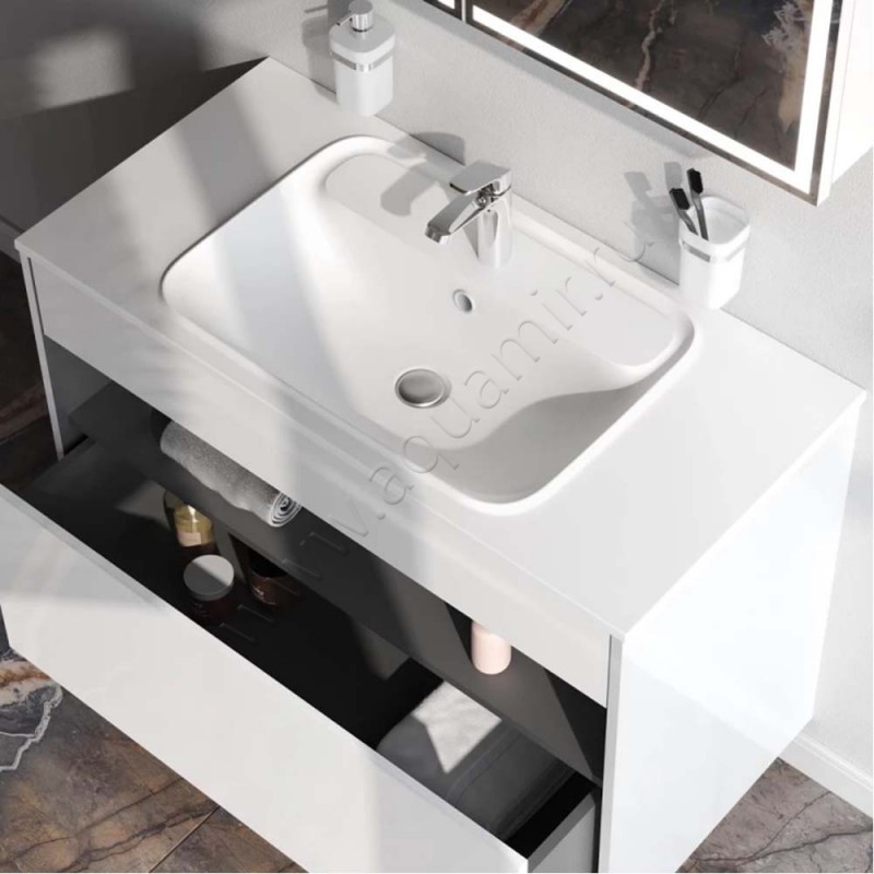 Тумба под раковину AM.PM Func 100 см, белый глянец M8FFUX1001WG в интерьере