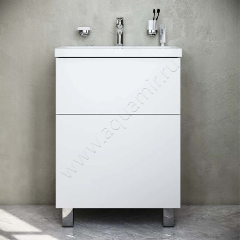 Тумба под раковину AM.PM Gem 60 см, белый глянец M90FSX06022WG32 в интерьере