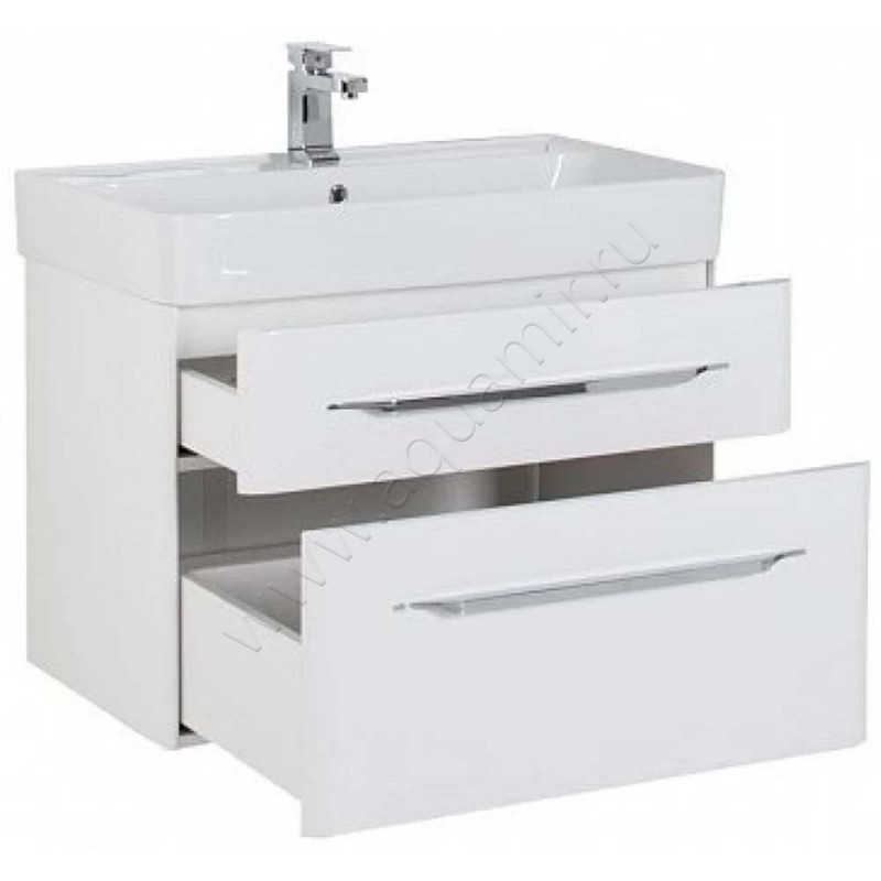 Тумба под раковину Aquanet Виченца 78,7 см, белый глянец 00196963 в интерьере