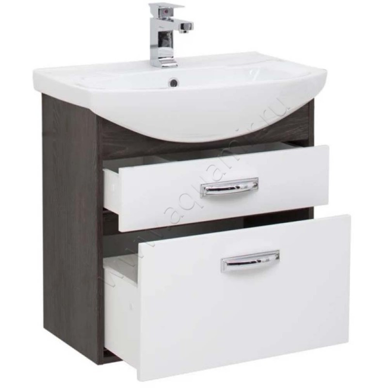 Тумба под раковину Aquanet Грейс 60,4 см, белый/дуб кантенбери/темное дерево 00198378 в интерьере