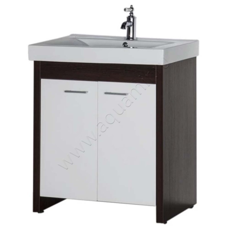 Тумба под раковину Aquanet Тиана 72 см, белый/венге/темное дерево 00183654 в интерьере