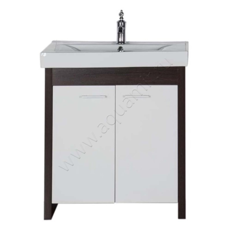 Тумба под раковину Aquanet Тиана 72 см, белый/венге/темное дерево 00183654 в интерьере