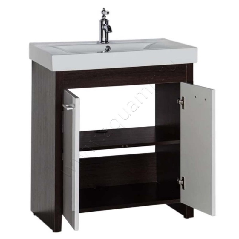 Тумба под раковину Aquanet Тиана 72 см, белый/венге/темное дерево 00183654 в интерьере