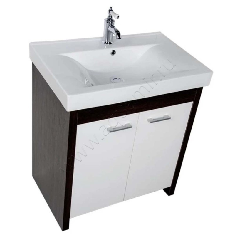 Тумба под раковину Aquanet Тиана 72 см, белый/венге/темное дерево 00183654 в интерьере