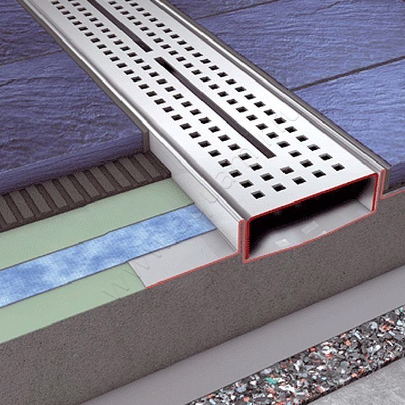 Дренажный канал с гидроизоляцией Seal System TECE Drainline 120 см 601200 в интерьере