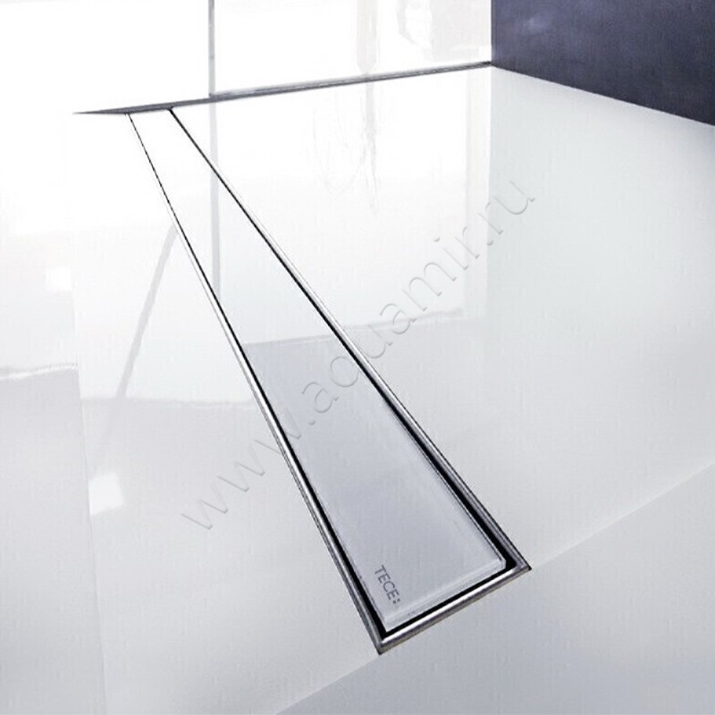 Стеклянная панель для слива TECE Drainline 150 см 601591 в интерьере
