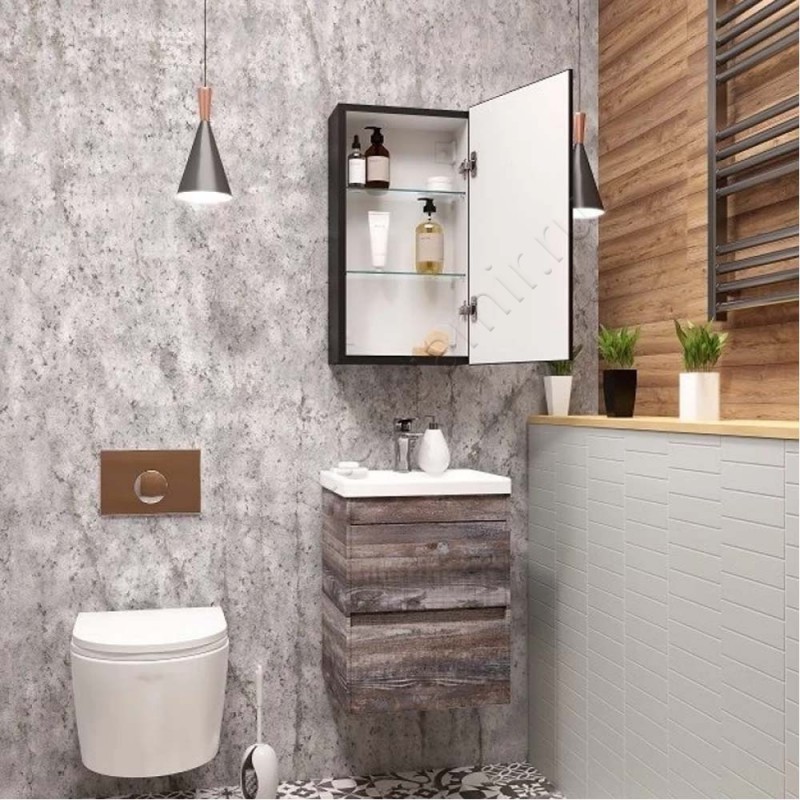 Зеркало-шкаф Art&Max Techno AMTec3506501DRDSFNero в интерьере