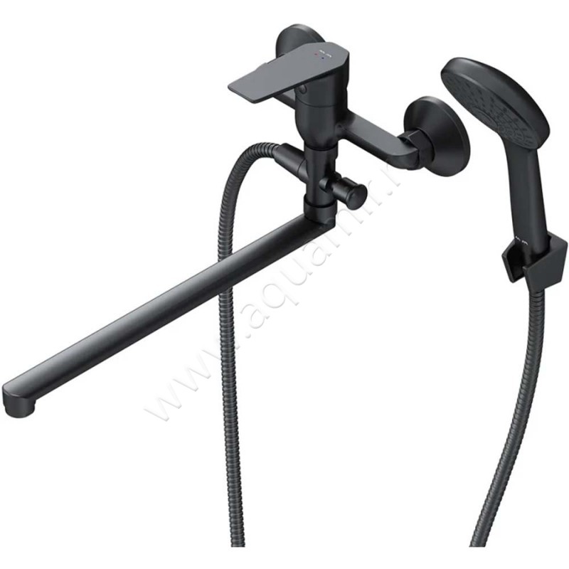 Смеситель для ванны AM.PM Gem с душем, с длинным изливом, черный матовый F90A90122 в интерьере